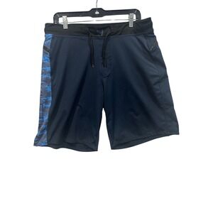 Hylete Training Shorts Athletic Workout Fitness Blue Camo Side Zip Pocket (667)